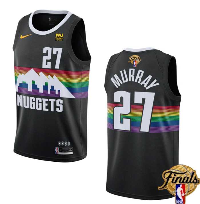 Men's Denver Nuggets #27 Jamal Murray Black 2023 Finals City Edition Stitched Basketball Jersey Dzhi
